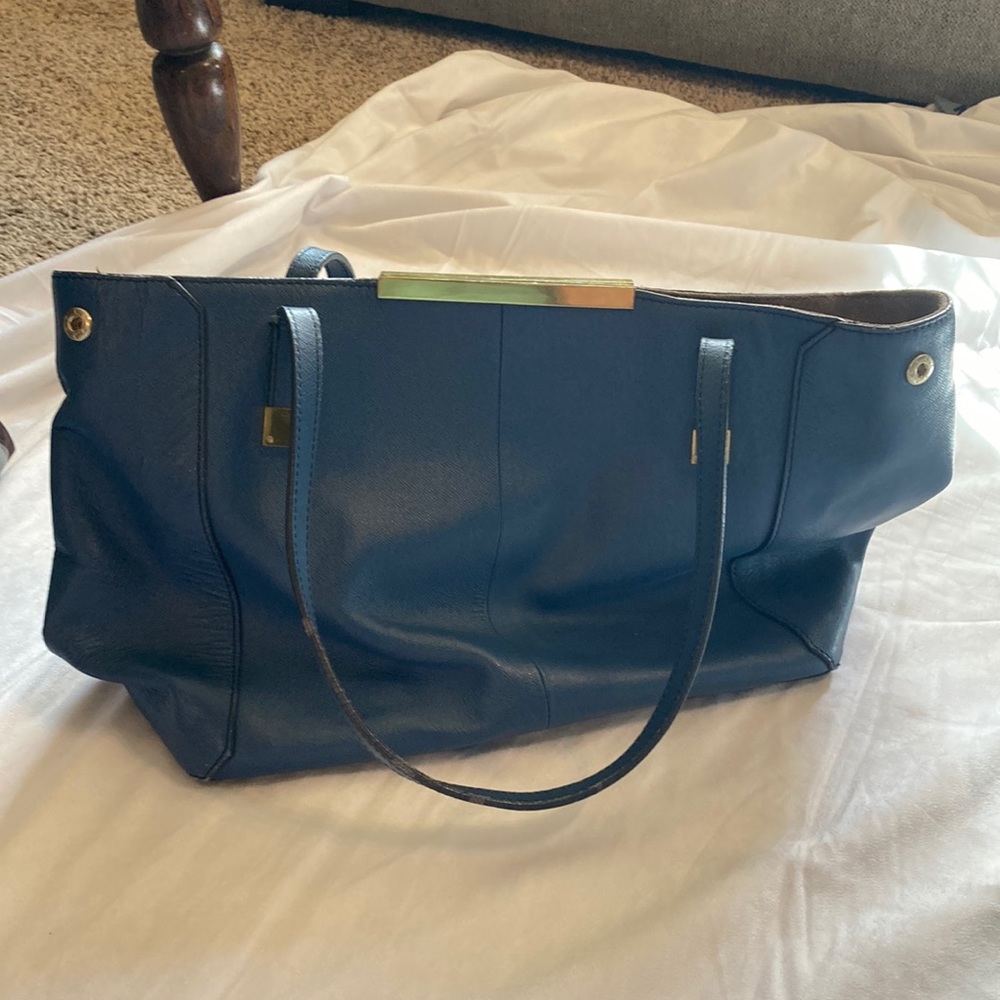 J. Crew blue leather handbag